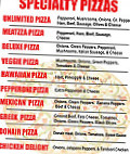 Canadian Pizza Unlimited menu