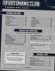 The Sportsman's Club menu