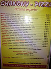 Chanony Pizza menu