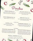 Paradiso Italian menu