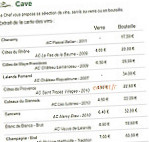 L'Auberge des Sources menu