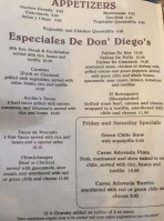 Don Diegos Lounge menu