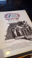 Zimm's Food Spirits menu