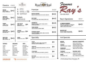 Ray's Deli menu