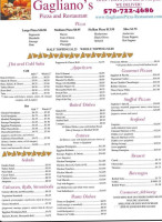 Gagliano's And Pizza menu