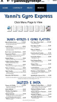 Yanni S Gyro Express Cafe menu