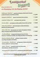 Landgasthof Simandl menu