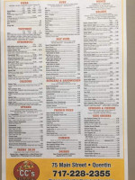 C C's Pizza menu