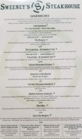 Sweeney's Cafe Pub menu