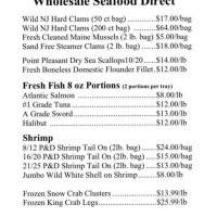 Seafood Treasures menu