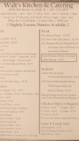 Walt's Tavern menu