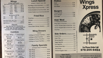 Wing Xpress menu