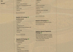 Dakshin Express menu