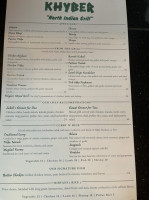 Khyber North Indian Grill menu