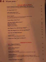 Frank's Steak House menu