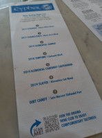 Cypher Winery menu