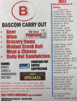 Bascom Carry Out menu