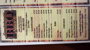 Smokehouse Bbq Shack menu