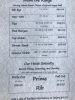 Paradise Cove Lodge menu