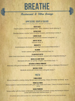 Breathe Restaurant and Ultra Lounge menu