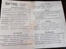 Rafters And Grill menu