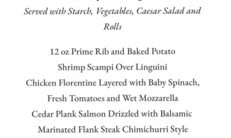 Grille Room At Spg Lake Manor menu