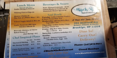 Black Nile Seafood Soul Food menu