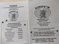 Andy's Hickory Pit B Que menu