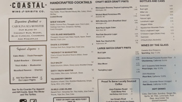 Coastal Wing Spirits Co. menu