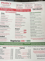 Philly's Cheesesteaks Hoagies menu