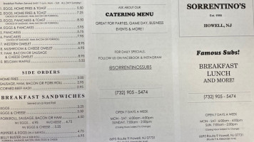 Sorrentino's Subs menu