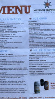 Madison Brewing Company Pub menu