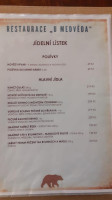 Restaurace U Medvěda menu