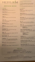 Heirloom Restaurant menu