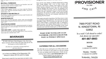 The Provisioner New York Deli menu