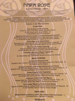 Napa Rose Lounge menu