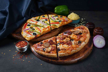 1 Vegetarische En 1 Niet-Vegetarische Halve Pizza's [Medium].