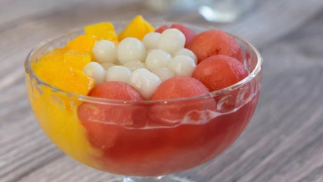 A3. Strawberry Mango Juice Sago Lychee Jelly With Mango Ice Cream