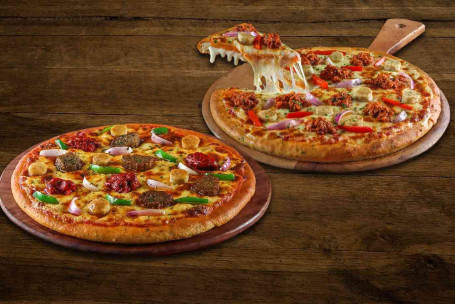 Niet-Vegetarische Paradise Pizza-Medium Kheema En Sausage Pizza-Medium (Gratis)