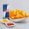 Combinatie Redbull (330 ml) en nacho's (180 g).