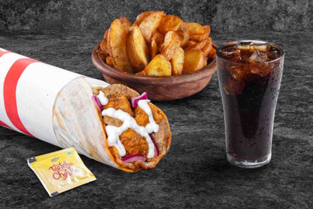 (Voor 1 Portie) Bhuna Chicken Overload Wrap Wedges Thums Up Meal