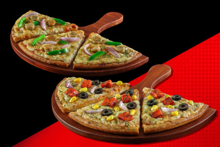 1 Vegetarisch 1 Niet-Vegetarisch Semizza [2 Halve Pizza's]