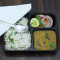 Daal Tadka Steam Rice With Salad And Pickle