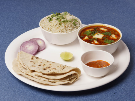 Paneer Sabji 3 Roti Rice Achar Onion