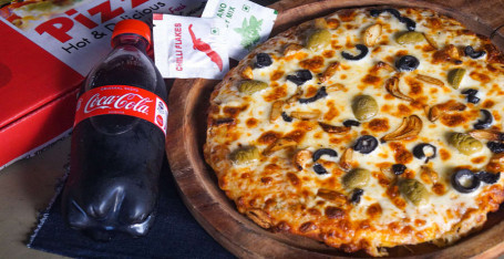 Brunt Garlic, Cheese, Olive Pizza +Coke