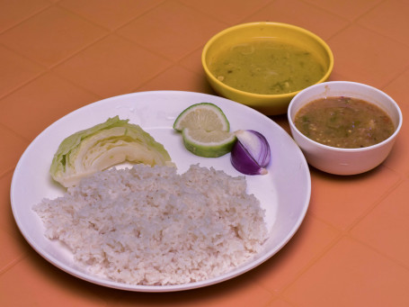 Plain Rice Dal, Chutney, Boiled