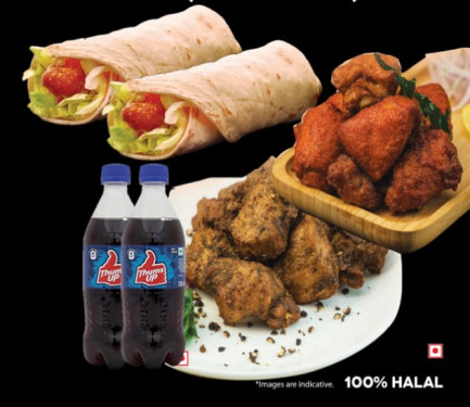 2 Chicken Roll Chicken Kebab Pepper Chicken 2 Soft Drinks