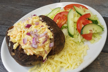 Baked Sweet Potato With Cheese Slaw, Cheddar Salad