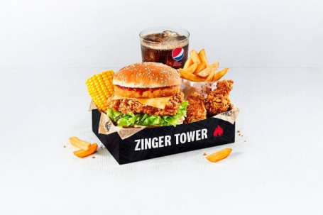 Zinger Toren Box Maaltijd Met 2 Hot Wings