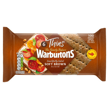 Warburtons Brown Sandwich Thins 6 Stuks